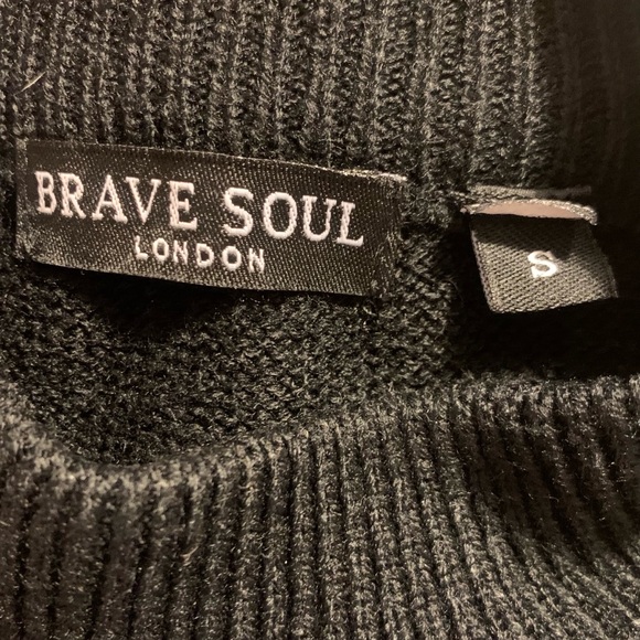 Brave Soul Black Stripe Long Sleeve Sweater | S - Picture 2 of 8